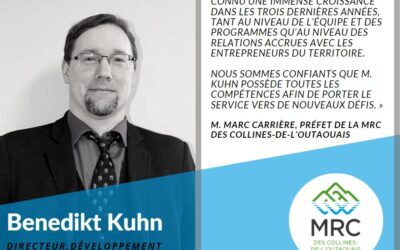 Nomination de M. Benedikt Kuhn à titre de directeur, développement du territoire de la MRC.