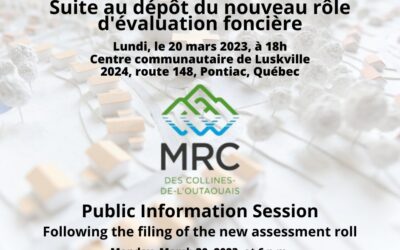 Séance d’information publique suite au dépôt du nouveau rôle d’évaluation foncière.